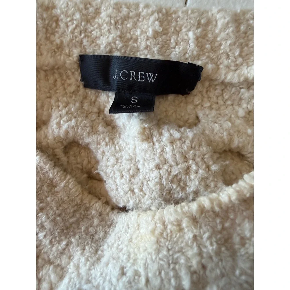 J. Crew Cream Boucle Cable Knit Sweater Bell Sleeve Womens Small Ivory Chunky